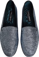 Blue Glitter Lurex DG Logo Dress Loafers Shoes 3