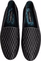 Black Velvet Diamond Stitched Loafers Shoes 3