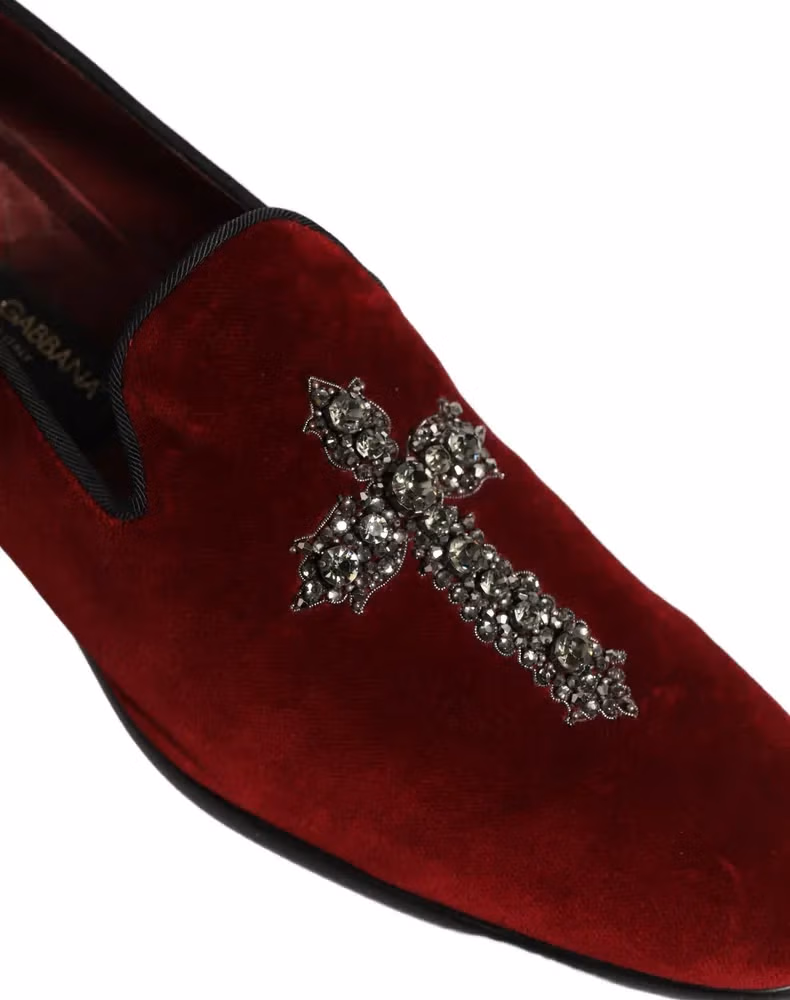 Maroon Suede Cross Slip On Dress Loafers Shoes