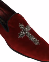 Maroon Suede Cross Slip On Dress Loafers Shoes 1