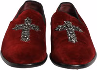 Maroon Suede Cross Slip On Dress Loafers Shoes 2