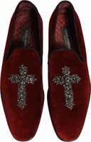Maroon Suede Cross Slip On Dress Loafers Shoes 3