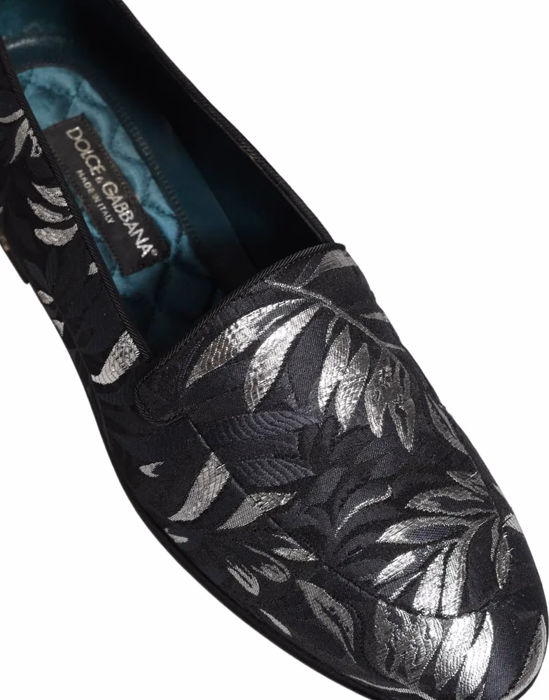 Black Leaf Embroidery Dress Men Loafers Shoes