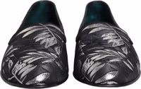 Black Leaf Embroidery Dress Men Loafers Shoes 2