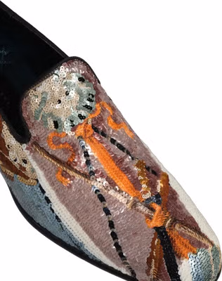 Multicolor Embroidered Sequin Loafers Shoes