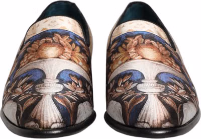 Multicolor Fruit Print Velvet Loafers Shoes