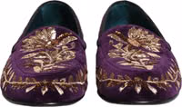 Violet Velvet Floral Embroidery Loafers Shoes 2