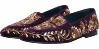 Violet Velvet Floral Embroidery Loafers Shoes 4