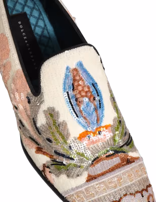 Multicolor Sequin Embroidered Loafers Shoes