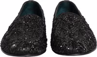 Black Velvet Embroidered Dress Loafers Shoes 2