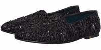 Black Velvet Embroidered Dress Loafers Shoes 4