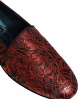 Red Floral Jacquard Slip On Loafers Shoes 1
