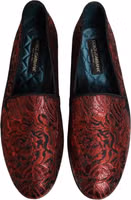 Red Floral Jacquard Slip On Loafers Shoes 3
