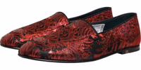 Red Floral Jacquard Slip On Loafers Shoes 4