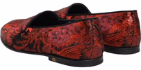 Red Floral Jacquard Slip On Loafers Shoes 5