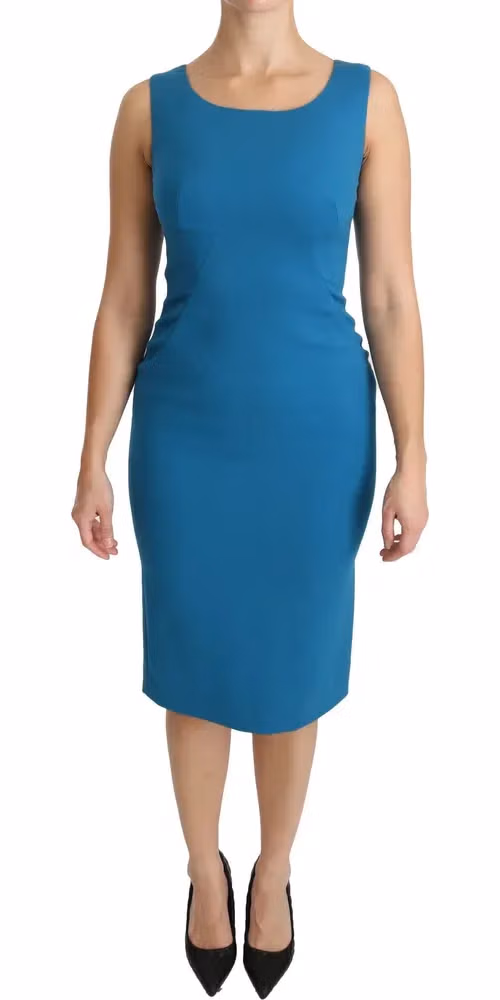 Blue Virgin Wool Casual Dress