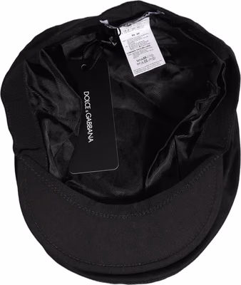 Men Black Cotton Stretch Newsboy Cloth Capello Hat