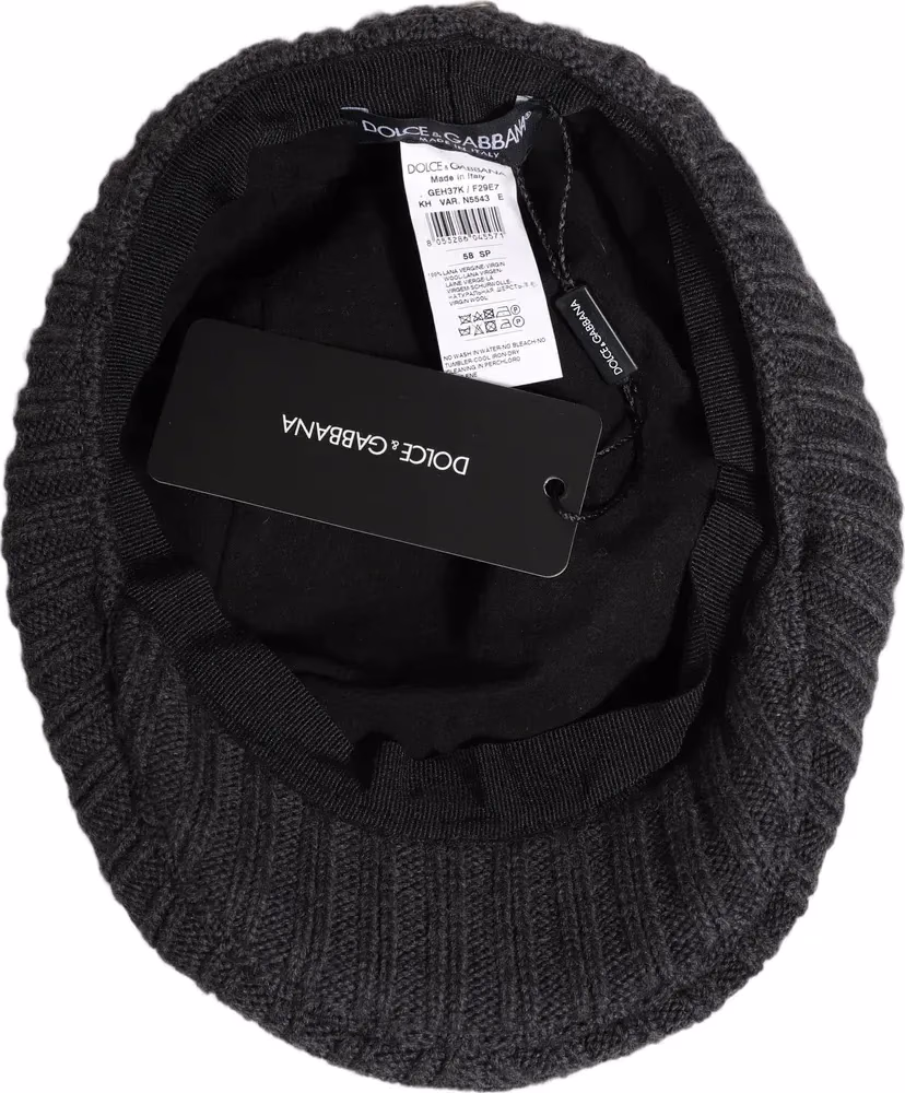 Men Dark Gray Wool Knitted Newsboy Capello Hat