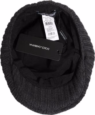 Men Dark Gray Wool Knitted Newsboy Capello Hat