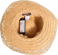 Women Beige Wide Brim Floral Bucket Capello Hat 1