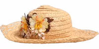 Women Beige Wide Brim Floral Bucket Capello Hat 2