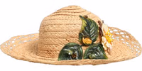 Women Beige Wide Brim Floral Bucket Capello Hat 4