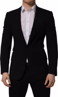 Black Wool Single Breasted Men Blazer Jacket 2