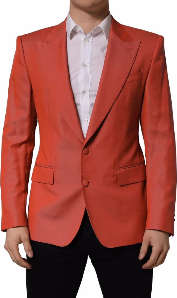 Red Wool Single Breasted Men Blazer Jacket