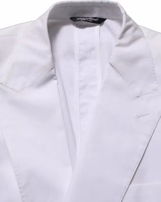 White Cotton Double Breasted Blazer Jacket