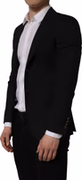 Black Polyester Single Breasted Blazer Jacket 3