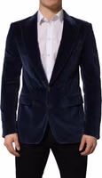 Blue Velvet Single Breasted Blazer Jacket 2
