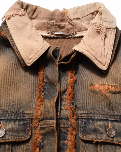 Multicolor Raw Cut Panelled Denim Men Jacket