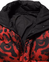 Red Black Reversible Animal Print Puffer Coat Jacket 1