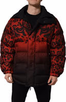 Red Black Reversible Animal Print Puffer Coat Jacket 2