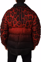 Red Black Reversible Animal Print Puffer Coat Jacket 4