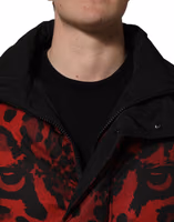 Red Black Reversible Animal Print Puffer Coat Jacket 5