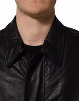 Black Leather Full Zip Men Biker Jacket 1