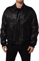 Black Leather Full Zip Men Biker Jacket 2