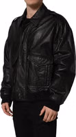 Black Leather Full Zip Men Biker Jacket 3