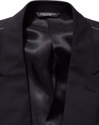 Dark Blue Wool Single Breasted Blazer Jacket