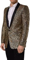 Gold Leopard Single Breasted Men Coat Jacket 3