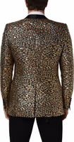 Gold Leopard Single Breasted Men Coat Jacket 4