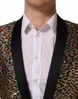 Gold Leopard Single Breasted Men Coat Jacket 5