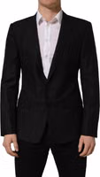 Black Wool Single Breasted Blazer Jacket 2