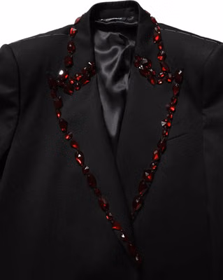 Black Crystal Embellished Coat Blazer Jacket