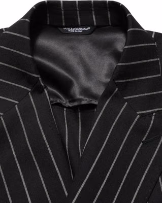Dark Gray Stripes Wool Double Breasted Jacket