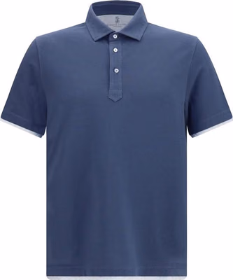 Blue Cotton Polo Shirt