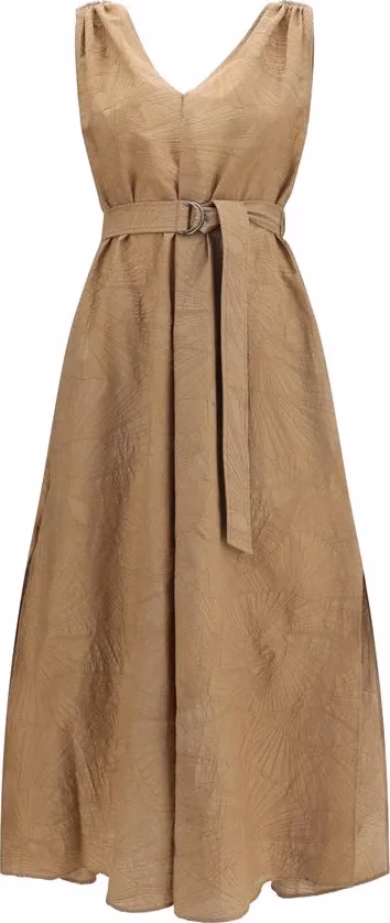 Beige Cotton Casual Dress