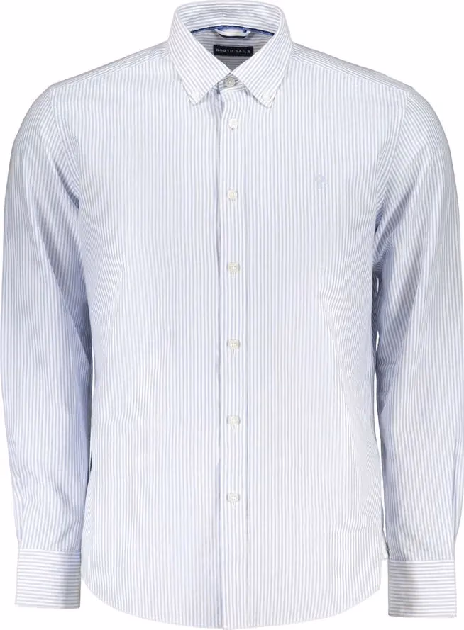 Azzurro Cotton Men Shirt with Long Sleeves and Button-Down Collar