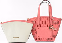 Michael Kors Kimber Small Tea Rose Leather 2-In-1 Zip Tote Messenger Bag Purse 3